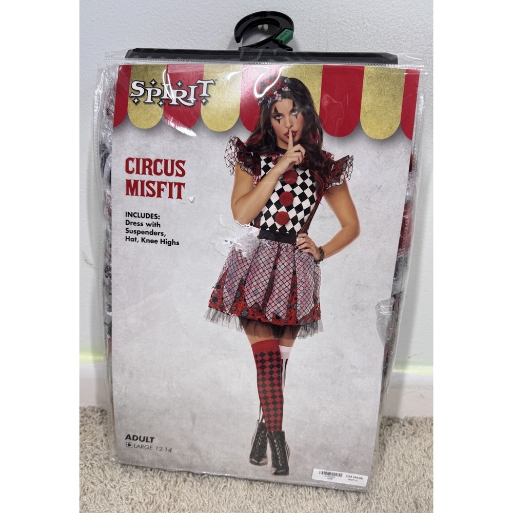 NWT Circus Misfit Costume Spirit Halloween Collection Women's L Sexy Fun Party